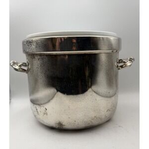 FB‎ Rogers Silverplate Ice Bucket Milk Glass Liner Wine Cooler 6" Vintage